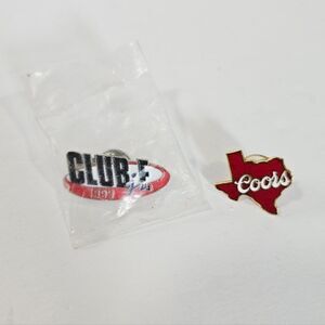 Vintage Set of 2 Promotional Lapel Pins Club E Jr. NASCAR 1999 Coors Beer Texas